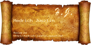Hedrich Jusztin névjegykártya